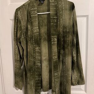 Ford Olive Green Open-Front Embroidered Blazer Jacket